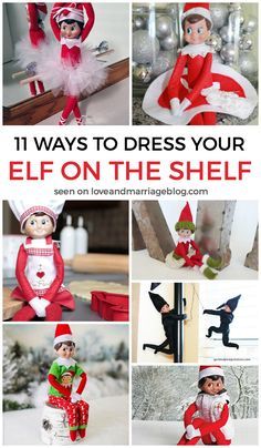 11 Awesome Elf On The Shelf Clothes - Love and Marriage Elf On The Shelf Clothes, Diy Elf, Shelf Clothes, Awesome Elf On The Shelf Ideas, The Elf On The Shelf, Xmas Elf, Elf Antics, Elf Fun, Christmas Preparation