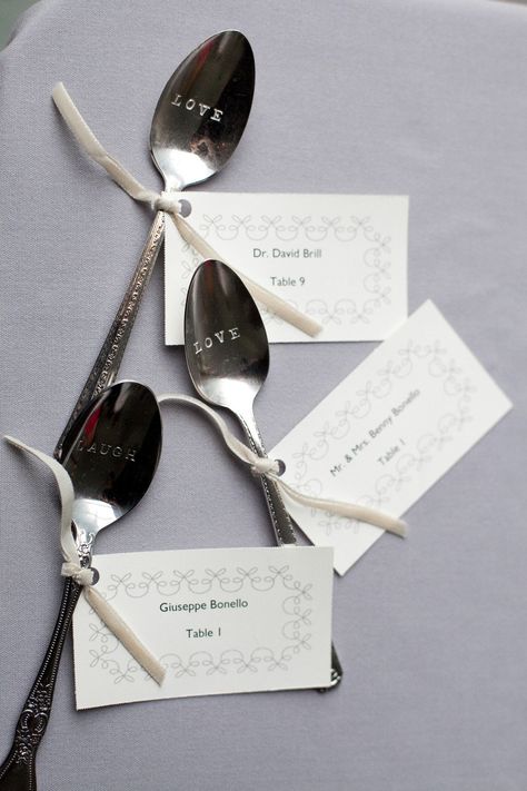 Engraved spoons served as favors and escort card holders ~ http://stylemepretty.com/2012/04/06/hudson-valley-wedding-by-robin-roemer-photography/ Photography by robinroemer.com Engraved Spoons, Wedding Souvenirs Diy, Afternoon Tea Wedding, Hudson Valley Wedding, Wedding Souvenirs, Wedding Seating, Trendy Wedding, Wedding Favours, Mr Mrs