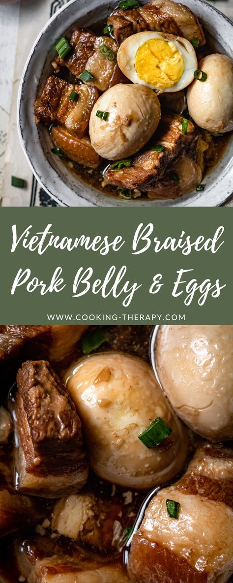 Vietnamese Braised Pork Belly & Eggs (Thit Kho) Thit Kho Recipe, Thit Kho, Easy Vietnamese Recipes, Khmer Food, Asian Pork, Braised Pork Belly, Pork Belly Recipes, Easy Asian Recipes, Dutch Oven Recipes