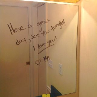 My husband is in the military and has 48 hour duties so I don't always see him before I leave for work. I keep a dry erase marker in the bathroom to leave him notes on the mirror. It's a fun, easy way to say "I love you" Notes To Leave Around The House For Him, Him Notes, Marriage Scripture, I Don't Always, Cute Notes, Dry Erase Markers, Say I Love You, Love Notes, Dry Erase