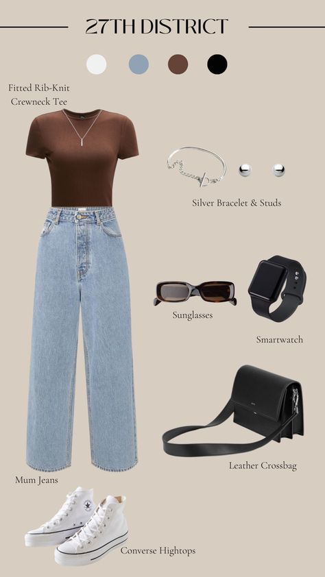 Mum Jeans Outfit Summer, Birthday Looks Outfit Casual Jeans, Styling Mum Jeans, How To Style Blue Wide Leg Jeans, Blue Loose Jeans Outfit, Styling Blue Jeans Outfit Ideas, Faculty Outfits, Shein Jeans Outfit, Jeans With Converse Outfits