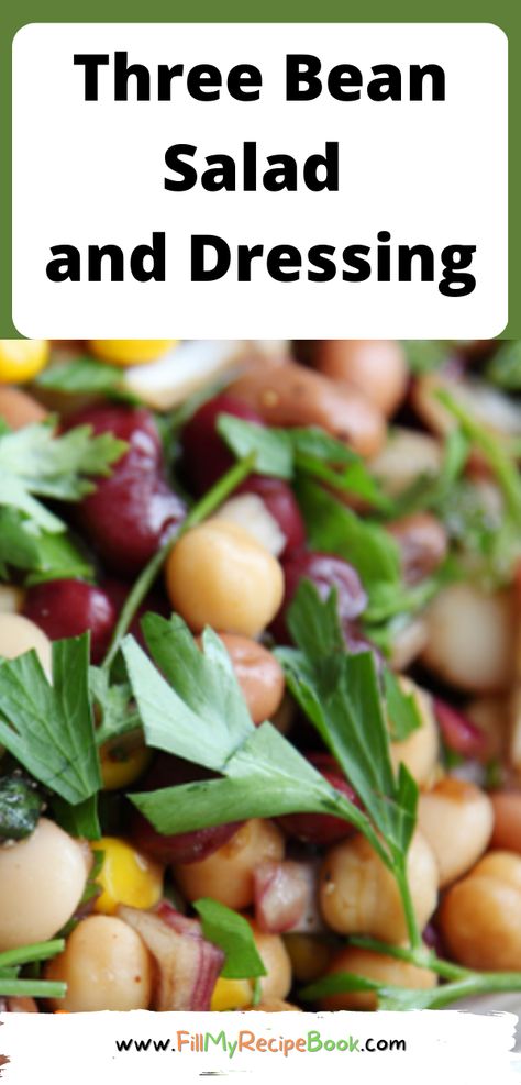 Three Bean Salad and Dressing - Fill My Recipe Book Easy 3 Bean Salad Recipe, 3 Bean Salad Recipe Dressing, Three Bean Salad Dressing, 3 Bean Salad Recipe, Bean Salad Recipes Easy, Three Bean Salad Recipe, Bean Salad Dressing, 3 Bean Salad, Salad And Dressing