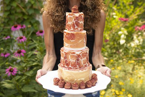 Carnivore Cake - Maria Mind Body Health Carnivore Cake, Keto Maria, Savory Cake, Bacon Roses, Carnivore Keto, Savory Cheesecake, Maria Mind Body Health, Meat Cake, Savory Dessert