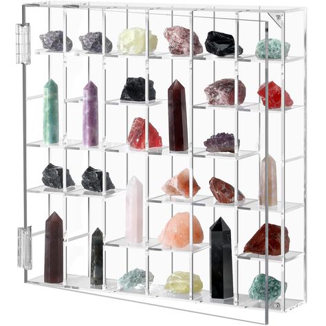 PRICES MAY VARY. Acrylic Organized Collection: with its 36 separate compartments, each measuring 1.97 x 1.97 x 1.97 inches, this gemstone display case can accommodate a diverse range of collectible items; These individual sections allow for an organized display, keeping your collectible items clean, well arranged, and protected from clutter; You can display our rock collection box on the desktop; Note: no adhesive in the package, if you want to hang them on the wall, you need to bring your own a Crystal Tower Display, Gemstone Organization, Crystal Organization Display, Figurine Shelves, Rock Display Case, Rock Collection Box, Crystal Collection Display, Rock Collection Display, Gemstone Display