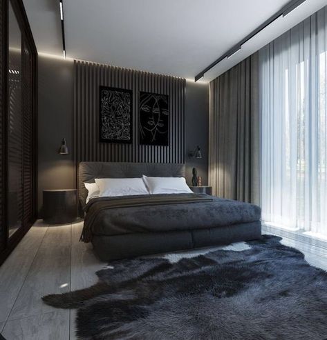 Design Ložnic, Mens Bedroom Decor, Black Bedroom Design, Black Bedroom Decor, Modern Luxury Bedroom, Bedroom Setup, Black Bedroom, Luxury Bedroom Master, Bedroom Bed Design