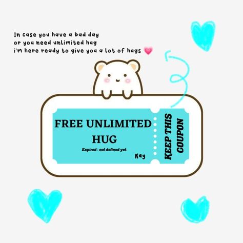 Unlimited hug <3 Unlimited Hugs Coupon, Hug Meme, Cute Texts For Him, Text For Him, Relatable Stuff, Cute Texts, Having A Bad Day, Bad Day, Really Funny Memes