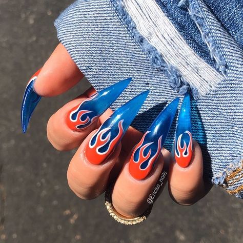 𝓢𝓪𝓶 𝓔𝓷𝓬𝓲𝓼𝓸 on Instagram: “What color flames should I do next ?😏🤔🤔🤔🔥 #enciso_nails #805 #nailsporn #nailpolish #nailporn #nailpics #nailpost #gelnails #stilletonails…” Transformers Nail Art, Transformers Nails, Acrylic Nails Stiletto, Transformers Artwork, Short Acrylic Nails Designs, Dream Nails, Nail Art Inspiration, Short Acrylic Nails, Stiletto Nails