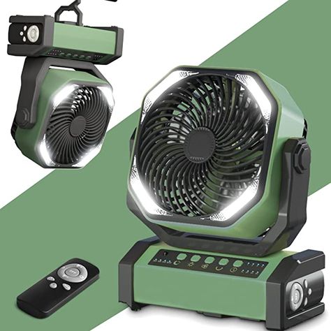 Camping Fan with LED Light, 20000mAh Rechargeable Battery Powered Outdoor Tent Fan with Remote,Light and Hook, Personal USB Desk Fan for Camping/Fishing/Power Outage/Hurricane/Worksite Tent Fan, Survival Skills Emergency Preparedness, Camping Fan, Best Camping Gear, Outdoor Fan, Desk Fan, Camping Lanterns, Portable Fan, Outdoor Tent