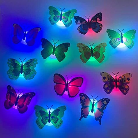 Led Butterfly, 3d Butterfly Wall Decor, Butterfly Wall Decals, Wall Decor Lights, Butterfly Wall Decor, Led Diy, Butterfly Wall Stickers, Night Light Lamp, Color Changing Lights