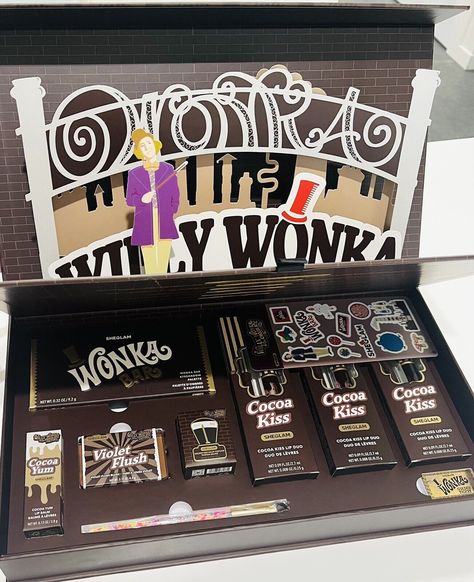 SHEGLAM WILLY WONKA Chocolate Scented Full Collection PR Box Makeup Bundle Set | eBay Sheglam Collection, Wonka Makeup, Willy Wonka Chocolate, Wonka Bar, Kitty Room, Hello Kitty Room Decor, Wonka Chocolate, Hello Kitty Rooms, Makeup Bundles