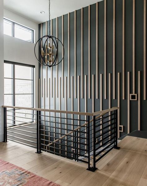 Open Stair Wall, Accent Staircase Wall, Tall Staircase Wall Ideas, Stairway Wall Ideas, Stairs Feature Wall, Stairwell Wall Ideas, Stairway Accent Wall, Staircase Accent Wall, Stairwell Accent Wall