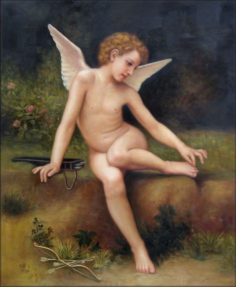 Hand Painted Oil Painting Repro Bouguereau L'Amour A L'Epine, 1894 ... Cupid Pictures, John William Godward, William Adolphe, Cupid And Psyche, William Adolphe Bouguereau, Academic Art, Pre Raphaelite, Oil Painting Reproductions, Classical Art