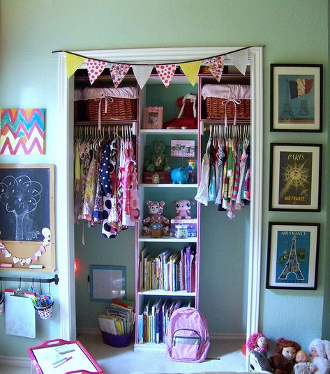 no doors Reading Nook Closet, Pink Girl Room, Bedroom Cupboard, Big Girl Bedrooms, House Of Turquoise, Kids Closet Organization, Kid Closet, Girl’s Room, Daughters Room