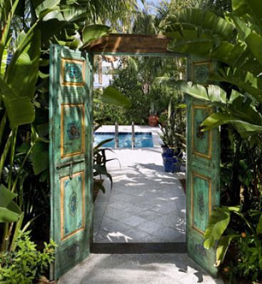 Garden/Pool Old Door Key West Summer, Resort Artwork, Key West Style Homes, Key West Decor, Conch House, Key West Cottage, Key West House, Florida Cottage, Hotel Sales