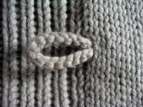 loop points away from coat opening, secured in the tightly knit band. Loop then folds back toward opening to catch over toggle. Knitting Buttonholes, Hat Ponytail, Knitting Hacks, Knitting Help, Knitting Basics, Crochet Chain, Mode Crochet, Saving Grace, Knitting Instructions