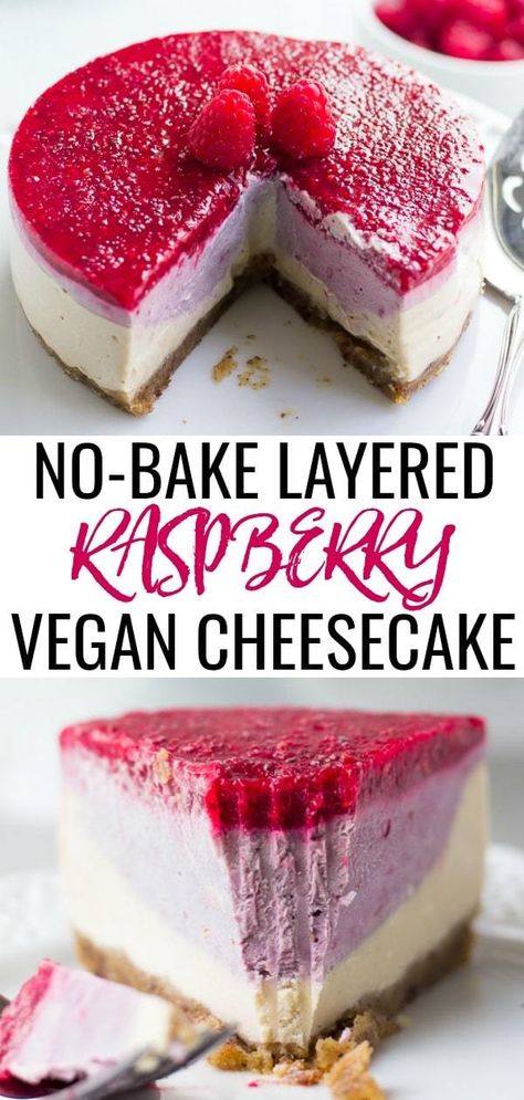 Vegan Cheesecake Recipes, Raspberry Topping, Healthy Vegan Dessert, Cheesecake Vegan, Vegan Cheesecake Recipe, Plant Based Desserts, Vegan Cheesecake, Cake Vegan, Best Vegan Recipes