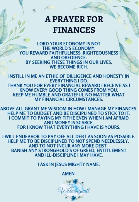 Prayer For Money Miracle, Prayer For Financial Blessing, Prayer For Finances, Financial Blessing, Financial Prayers, Bedtime Prayers, Money Prayer, Money Chart, Prayer For Guidance