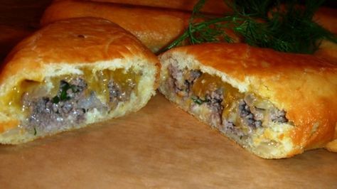 Beef & Cheese Piroshki Recipe Green Vegetable Salad, Piroshky Recipe, Piroshki Recipe, Recipe Copycat, Frozen Beef, Meat Pies, Meat Pie, Hand Pies, European Food