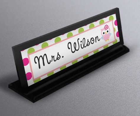 Name Plate, name plate, teacher gifts,  Classroom decor teacher name, Custom Business Desk Name Sign Teacher Decor, Business Desk, Desk Plates, Best Teacher Gifts, Desk Name Plates, Class Room, Teacher Name, Owl Design, Work Desk