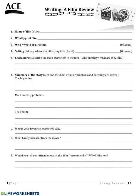 Film Review Essay, Movie Review Worksheet, Film Analysis Worksheet, Movie Review Template Aesthetic, Movie Review Journal Ideas, Film Review Template, Movie Review Template, Review Writing, Interactive Writing