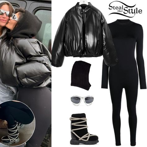 Kylie Jenner Leather Jacket, Black Catsuit Outfit, Kylie Jenner Clothes, Kylie Jenner Outfits Casual, Instagram Kylie Jenner, Catsuit Outfit, Kaia Gerber Style, Kylie Jenner Hair, Black Catsuit