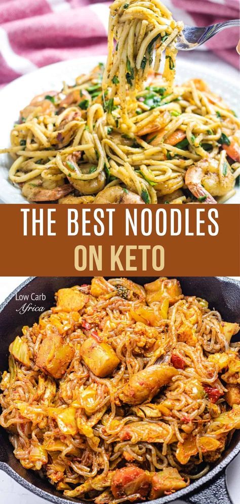 If you miss noodles or pasta on your low carb lifestyle, these keto noodles are the best replacement that will scratch that itch! #ketonoodles #ketopasta #lowcarb #ketodinner | lowcarbafrica.com No Carb Noodles, Konjac Noodles Recipes, Protein Noodles, Keto Pasta Recipe, Keto Noodles, Low Sugar Diet Recipes, Healthy Noodles, Pasta Substitute, Low Carb Noodles