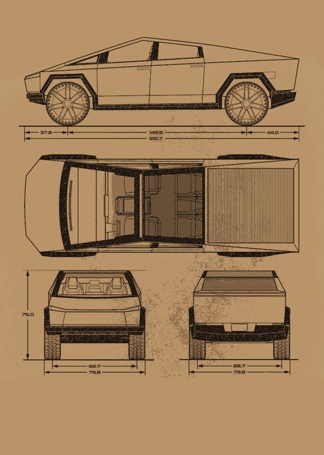 How To Draw A Truck, Car Blueprint 3d Modeling, Tesla Blueprint, 3d Blueprint, Blueprint For 3d Modeling, Car Blueprint, Blueprint Drawing, Rich Cars, Tesla Cybertruck