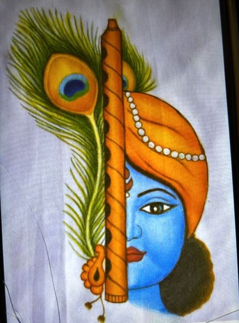 Krishnastami Drawing, Krishna Fabric Painting, Janmashtami Painting, Simple Fabric Painting Designs, Janmashtami Drawing, Krishna Rangoli, Fabric Painting Techniques, Kerala Mural Painting, Simple Rangoli Designs Images