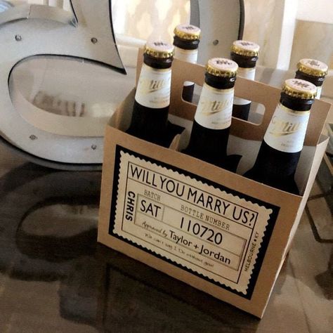 Beer Themed Wedding, Officiant Proposal, Beer Carrier, Groomsmen Proposal Gifts, Beer Wedding, Beer Bottle Labels, Be My Groomsman, Custom Wine Labels, Beer Theme