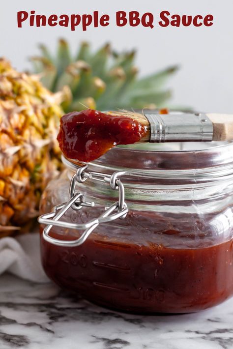 Pineapple BBQ Sauce is sweet, tangy and super simple to make. All you need is a handful of ingredients and less than 30 minutes for a thick, sweet sauce. Pineapple Bbq Sauce, Bbq Recipes Grill, Hawaiian Bbq, Sweet And Sour Sauces, Marinade Sauce, Bbq Sauce Recipe, Canned Pineapple, Bbq Sauce Homemade, Sweet And Sour Sauce