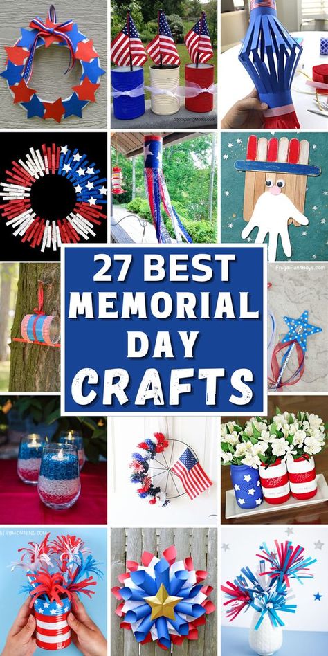 Memorial Day Crafts For Kids, Memorial Day Crafts, Patriotic Decorations Diy, Fouth Of July Crafts, Windsock Craft, Patriotic Crafts Diy, Memorial Day Activities, American Flag Crafts, Memorial Day Decorations