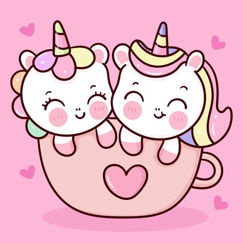 Cute Unicorns couple vector in cup sweet pony cartoon pastel background Valentines day lover: Series fairy tale characters kawaii animals horse (flat Girly doodles). Perfect Nursery children, kids, greeting card, baby shower girl, fabric design, Print t shirt. #vividdiy8 #vivid8 #cartoon #animals #unicorncake #unicornparty #unicornio #unicornbirthday #unicornbabynames #kawaiiart #kawaiicute #kawaiianimals #kawaiiwallpaper #kawaiichibi #valentines #valentinestag #valentinesdaydecoration Girly Doodles, Doodles Kawaii, Background Valentines Day, Couple Vector, Pony Cartoon, Kawaii Valentine, Cute Rainbow Unicorn, Unicorn Wallpaper Cute, Animals Horse