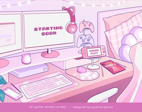 Room Aesthetic Pastel, Comfy Room Aesthetic, Pastel Overlay, Streamer Room, Twitch Scenes, Pixel Aesthetic, Comfy Room, Twitch Streaming Setup, Banner Png