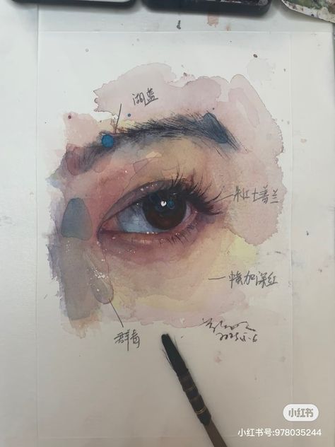 Art Portfolio Drawing Ideas, Realistic Drawings Watercolor, Paint Pallet Drawing, Watercolor Art Realistic, Watercolor Art People, Eyes Drawing Realistic, Couler Pallets, Realistic Watercolor Paintings, Eliza Ivanova