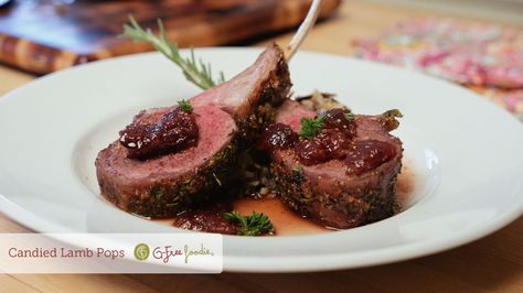 Candied Lamb Pops with Fig-Port Reduction - G-Free Foodie Fig Sauce For Lamb, Fig Reduction Sauce, Port Reduction Sauce, Lamb Pops, Fig Recipes Fresh, Fig Sauce, Lamb Lollipops, Reduction Sauce, Fresh Appetizers