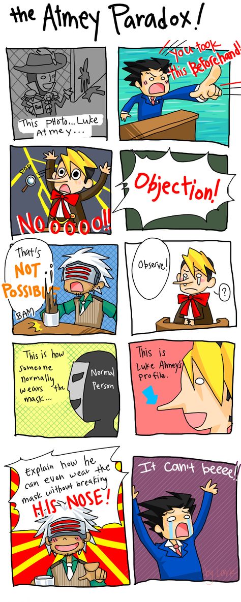 PW COMIC - The Atmey Paradox by LarkIsMyName.deviantart.com on @DeviantArt Wrightworth Comic, Luke Atmey, Simon Blackquill, Apollo Justice, Little Misfortune, Professor Layton, Phoenix Wright, Ace Attorney, Trials And Tribulations