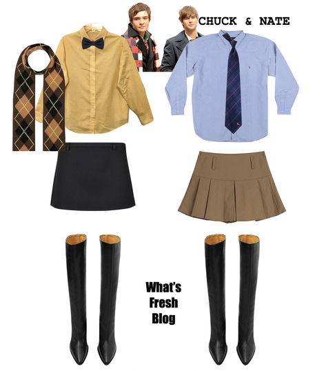 Chuck And Nate Halloween Costume, Chuck Bass Costume, Schoolgirloutfit Halloween, Nate And Chuck, Cool Girl Halloween Costumes, Gossip Girl Halloween, Halloween Costume Duos, Cool Girl Halloween, Gossip Girl Costume