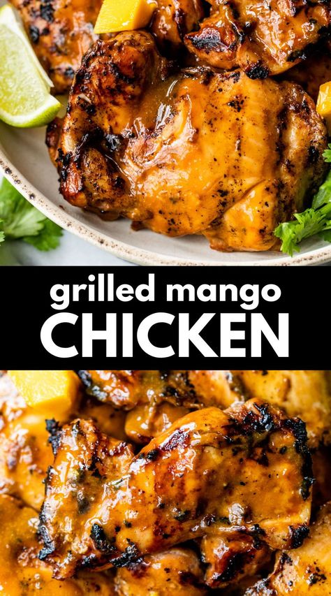 Mango Habanero Grilled Chicken, Mango Marinated Chicken, Chicken With Mango Sauce, Mango Lime Chicken, Grilled Mango Chicken, Chipotle Mango Chicken, Mango Marinade For Chicken, Chicken And Mango Recipes, Savory Mango Recipes