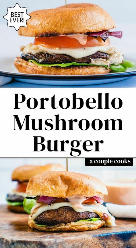 Cleanse Meals, Portabella Mushroom Burger, Grilled Portobello Mushroom Burger, Portobello Recipes, Healthy Cookout, Portabella Mushrooms Recipes, Mushroom Burger Recipe, Portobello Mushroom Burger, Mushroom Burgers