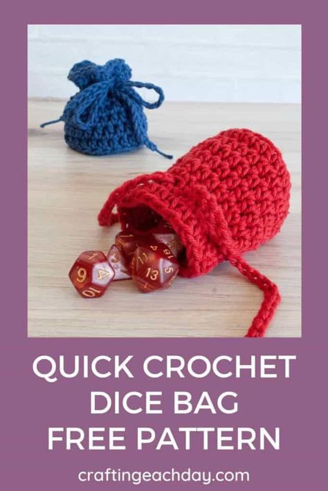 Crochet Dice Bag Pattern, Crochet Small Pouch, Dice Bag Pattern, Crochet Dice Bag, Crochet Dice, Small Bag Pattern, Crochet Small Bag, Small Crochet Gifts, Bag Free Pattern