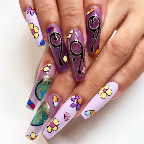 Idk whose these are *not mine* but i wanna see more nail art like this, including other artist!!! So please share with me what yall have <3 Juice Wrld Nails, Spring Break Nails, Natural Nail Art, Spring Acrylic Nails, Broken Nails, Acrylic Coffin, Nail Envy, Coffin Nails Long, Nails Spring