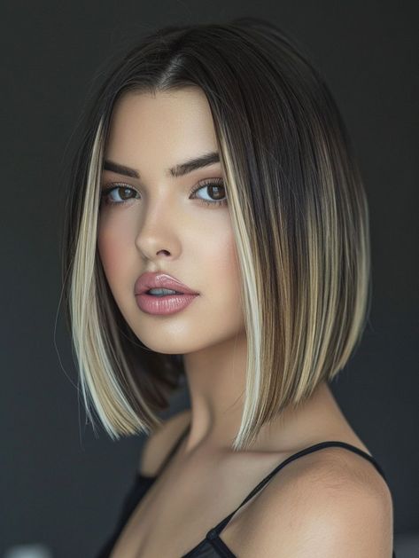 Sharp Bob Hairstyles, Highlight Lowlight Short Hair, Blonde Hair For Short Hair, Highlights Short Hair Blonde, Hairstyle For Bob Cut, Short Hair Highlights Blonde, New Hair Color Ideas For Blondes, Cool Hair Color Ideas For Short Hair, Cute Hair Colors For Short Hair