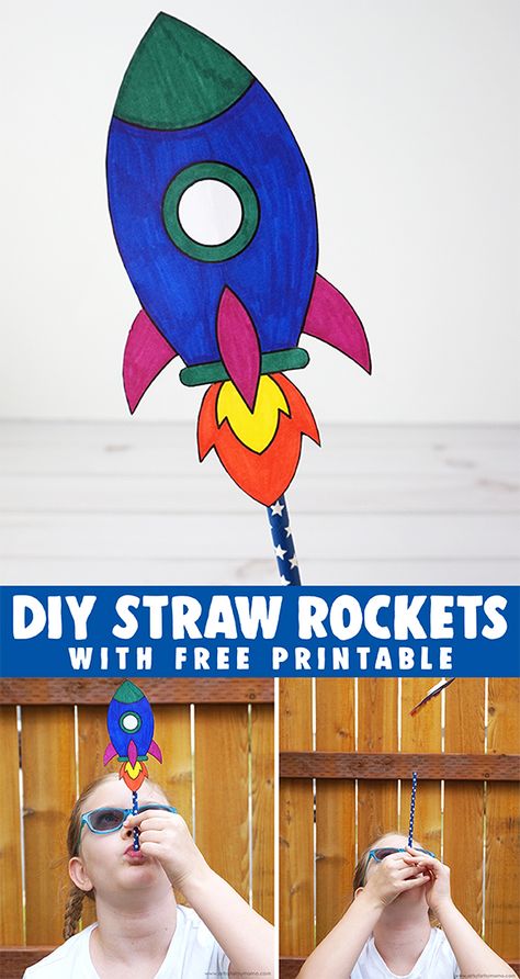 DIY Straw Rockets with Free Printable (everything found at Michaels!) #GetCraftyWithElmers #Pmedia #ad Build Your Own Rocket, Straw Rockets, Paper Rocket, Straw Rocket, Rocket Template, Paper Rockets, Rocket Craft, Space Activities For Kids, Space Crafts For Kids