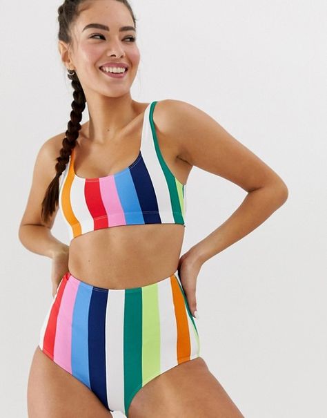 Monki via ASOS -- Colorful Resort Wear Under $100 to Brighten Up Your Winter Expensive Bathing Suits, Lace Beach Wear, Best Bikinis, Flamingo Swimsuit, Skirted Swimsuit, Popsugar Fashion, Odense, Cute Bathing Suits, Print Swimwear