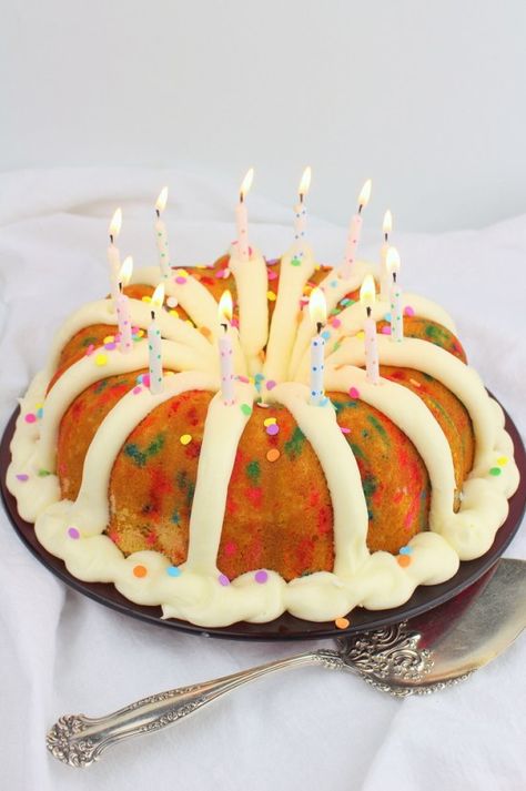 Birthday Bundt Cake, Bunt Cake Recipe, Nothing Bundt, Nothing Bundt Cakes, Mini Bundt Cakes, Confetti Cake, Confetti Birthday, Birthday Desserts, Bundt Cakes Recipes