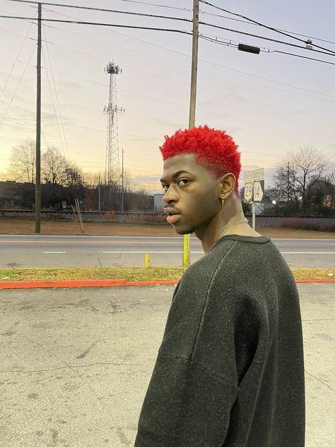 nope on Twitter: "and it’s red when i’m back in atlanta… " Natural Haircuts, Black Boys Haircuts, Dyed Hair Men, Pic Aesthetic, Black Men Fashion Urban, Haircuts Ideas, Dyed Red Hair, Black Men Hairstyles, Corte De Cabelo Masculino