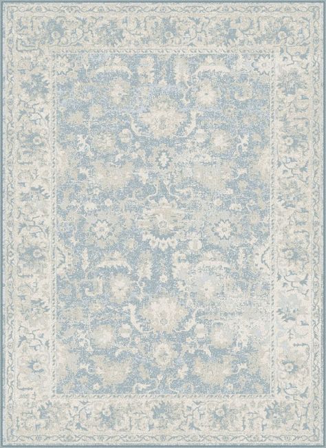 Features: -Color: Light blue. -Traditional style. -Oriental pattern. -Machine made. -Polypropylene fibers with cotton backing. -Use of rug pad recommended. Distressed: -Yes. Technique: -Machin Traditional Rug Bedroom, Light Blue And Green Rug, Light Blue Persian Rug, Pale Blue Rug, Light Blue Floral Bedroom, Light Blue Rug Bedroom, Light Blue Rug Living Room, Moodboard Cafe, Light Blue Carpet