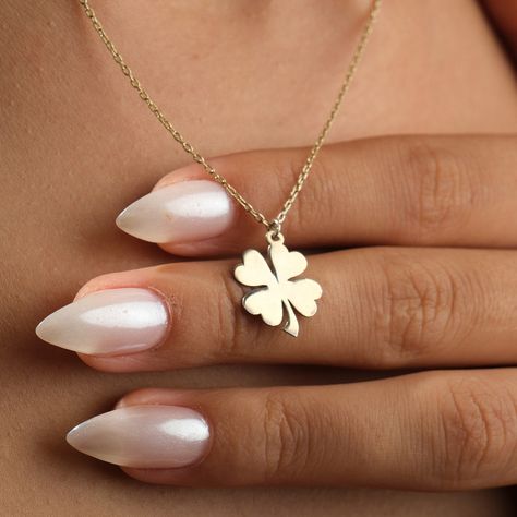 14K Tiny Gold Four Leaf Clover Necklace, Gold Clover Necklace, 4 Leaf Clover Jewelry, Good Luck Pendant, Clover Jewelry Gift, Christmas Gift Gold Four Leaf Clover, Clover Jewelry, Four Leaf Clover Necklace, 4 Leaf Clover, Extraordinary Women, Clover Necklace, Necklace Craft, Four Leaf, Leaf Clover