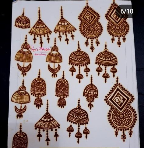 Jumka Mehandi Designs, Bell Mehndi Design, Mehndi Basics, Mehndi Dulhan, Mehndi Elements, New Simple Mehndi Designs, Mehndi Practice, Easy Mehendi, Jhumka Design