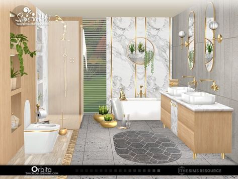 The Sims Resource - Orbita Decor [Patreon] Hand Towel Stand, Wall Terrarium, Fake Walls, Mirror Sconces, Bathroom Accents, App Home, Casas The Sims 4, Sims 4 Cc Furniture, Sims 4 Build